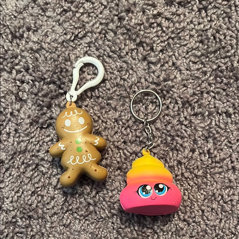 Kids Squishy Gingerbread and Emoji Poop Keychains